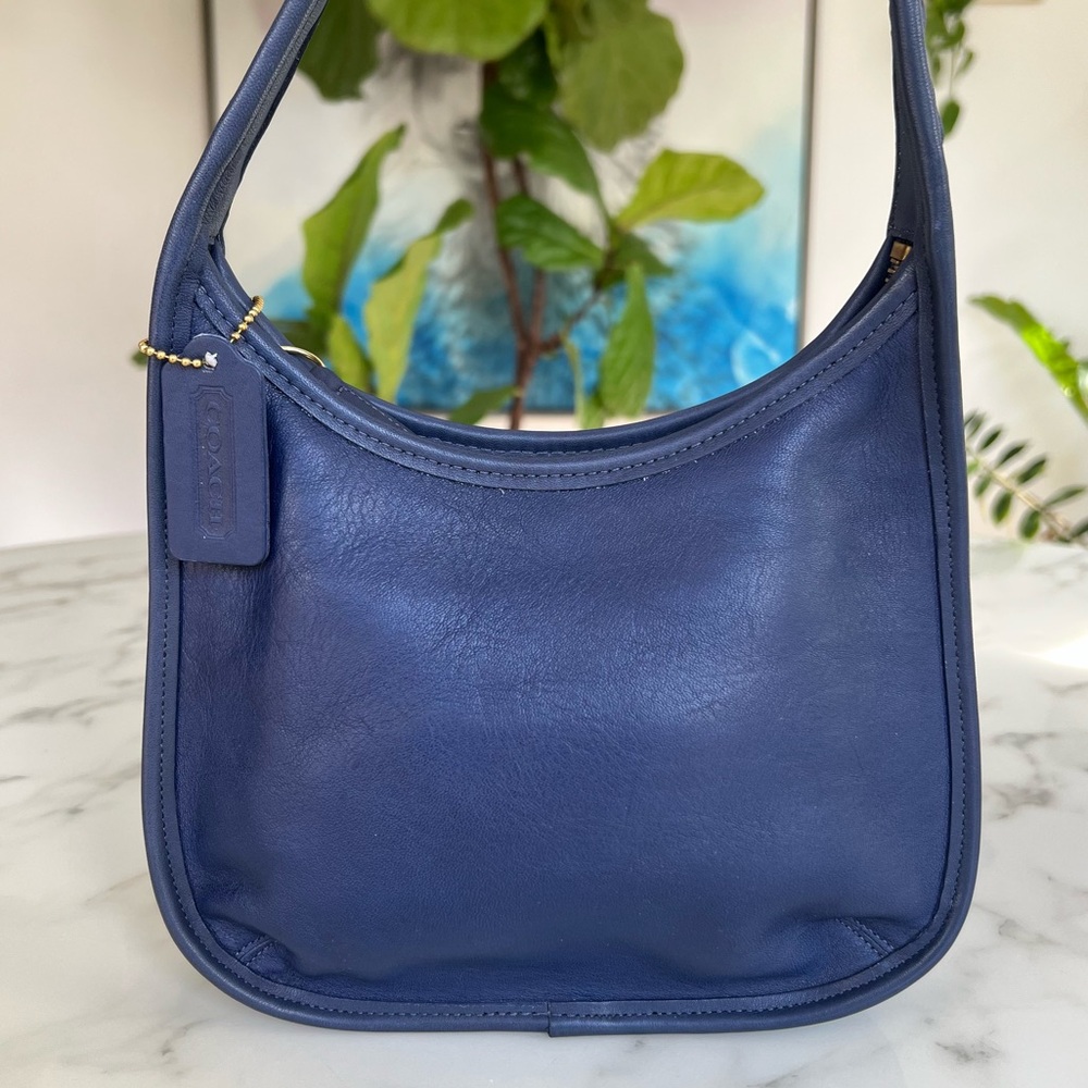 COACH Vintage Ergo Mini Zip 9020 Leather Shoulder Bag 1997 True Blue 90's USA - Picture 2 of 15